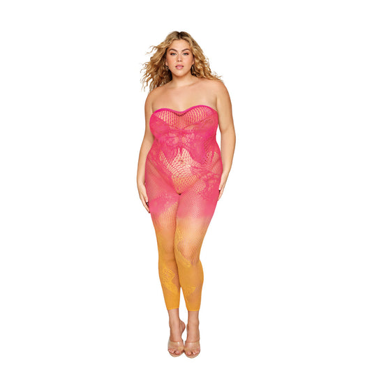 Dreamgirl Versatile Butterfly Fishnet Bodystocking Watermelon Mimosa Queen Size - Not Very Vanilla