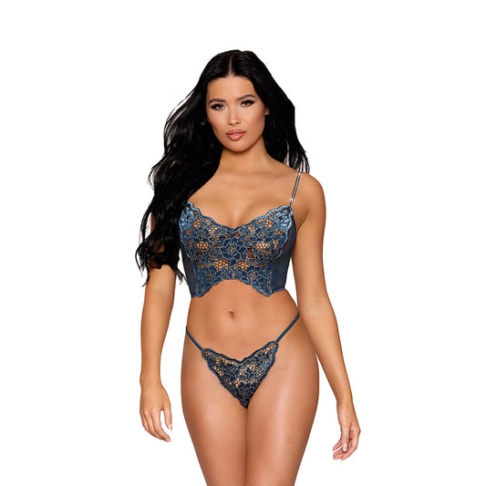 Dreamgirl Lace Bustier and G-String Twilight M - Not Very Vanilla