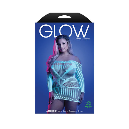 Fantasy Lingerie Glow Ascension Glow-in-the-Dark Seamless Long Sleeve Dress Queen Size - Not Very Vanilla