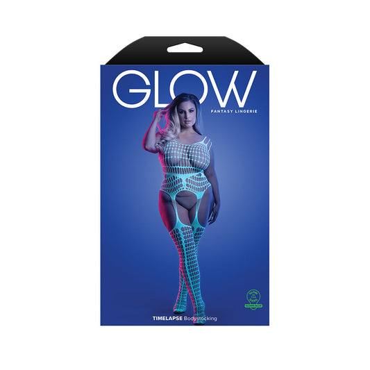 Fantasy Lingerie Glow Timelapse Glow-in-the-Dark Bodystocking Queen Size - Not Very Vanilla