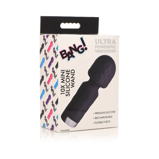 BANG! 10X Mini Silicone Wand Black - Not Very Vanilla