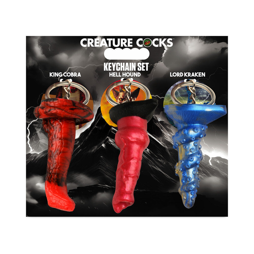 Creature Cocks Hell-Hound, Lord Kraken & King Cobra Silicone Keychain Set - Not Very Vanilla