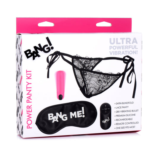 BANG! Power Panty Lace Panties, Bullet, & Blindfold Kit Pink - Not Very Vanilla