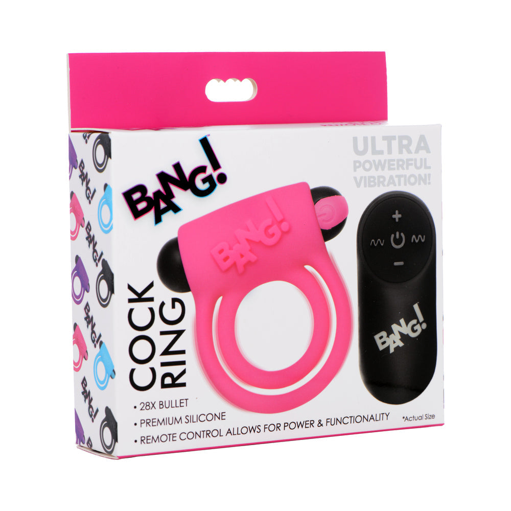 BANG! Silicone Cock Ring & Bullet with Remote Control Pink - Not Very Vanilla