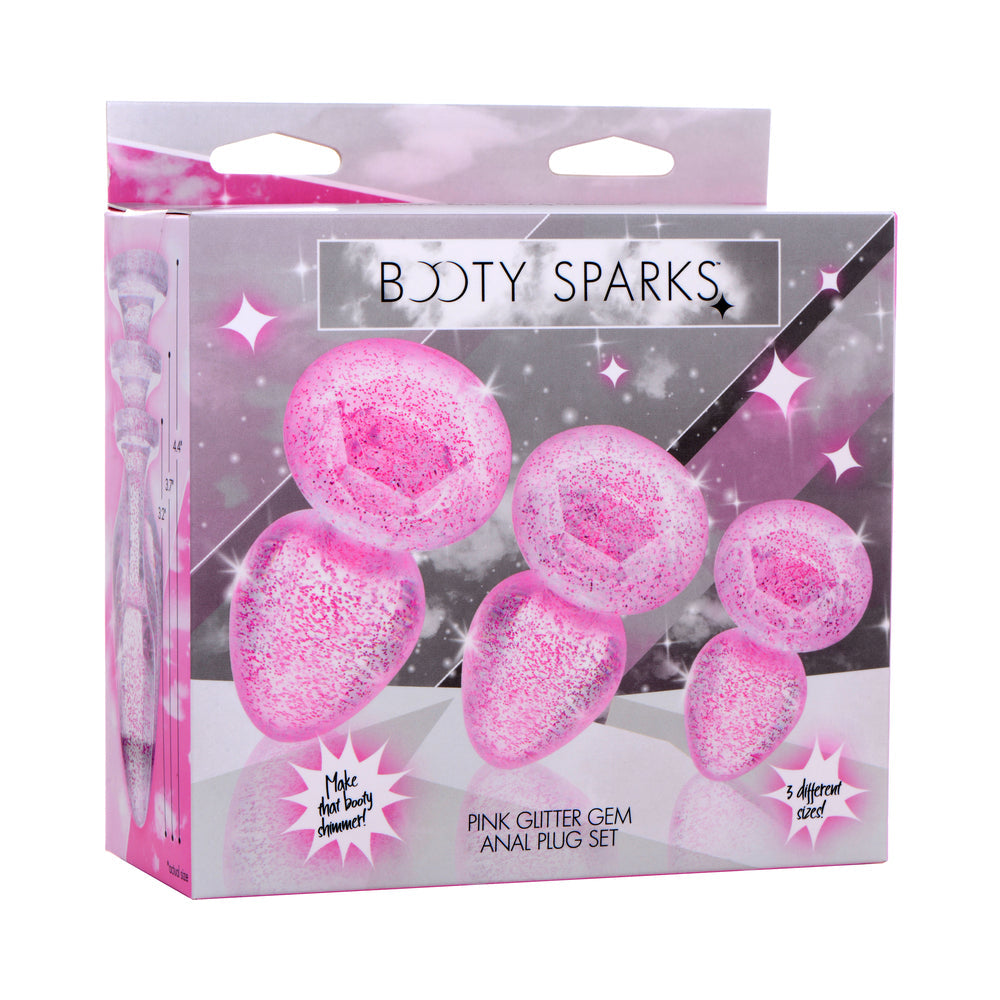 Booty Sparks Glitter Gem Anal Plug Set Pink - Not Very Vanilla