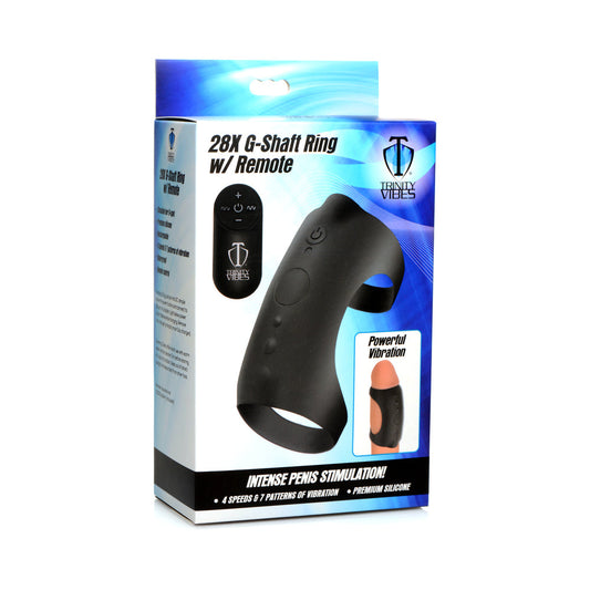 Trinity Men 28X G-Shaft Silicone Cock Ring with Remote - Not Very Vanilla