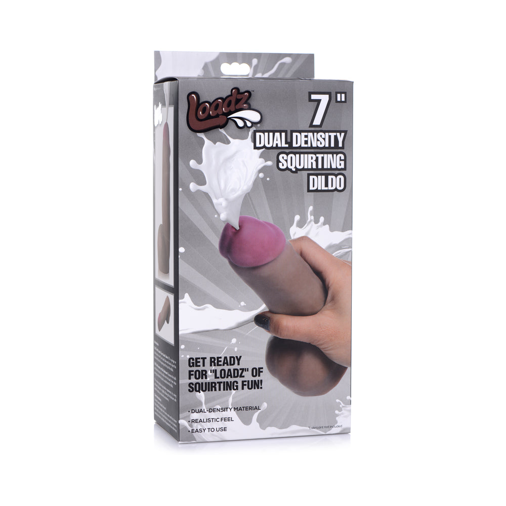 Loadz 7 in. Dual Density Squirting Dildo Dark - Not Very Vanilla