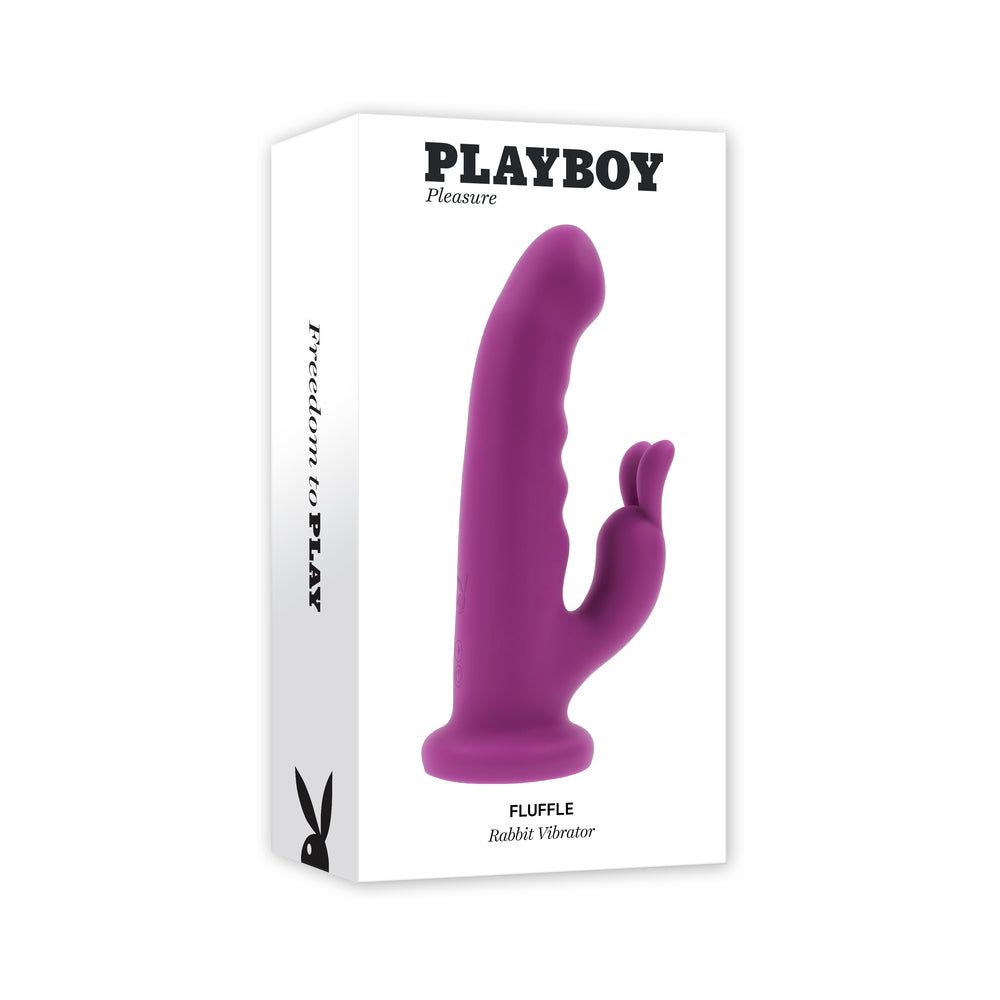 Playboy Fluffle Rechargeable Vibrating Dual Stimulator Silicone Purple - Not Very Vanilla