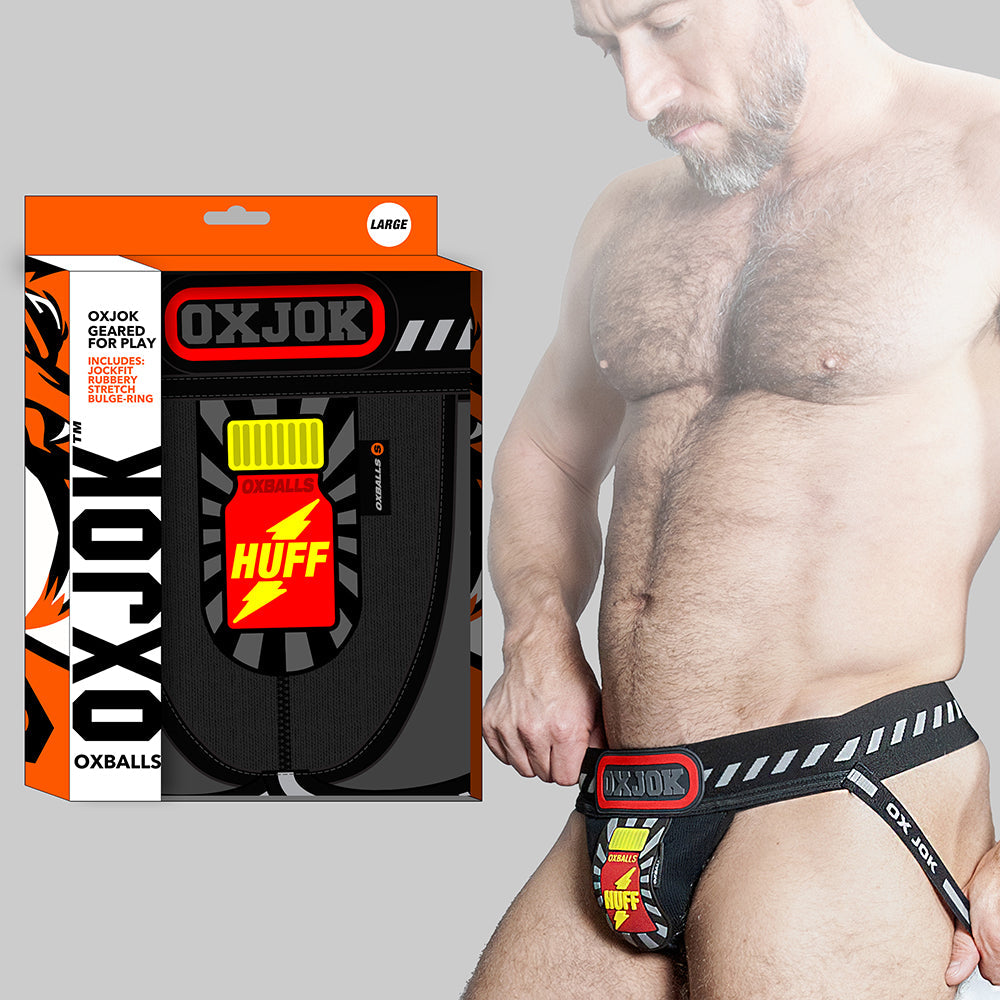 Oxballs Oxjok Popperjock 3D Rubber Huffer Jock Black/Red S - Not Very Vanilla