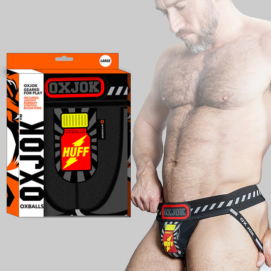 Oxballs Oxjok Popperjock 3D Rubber Huffer Jock Black/Red M - Not Very Vanilla