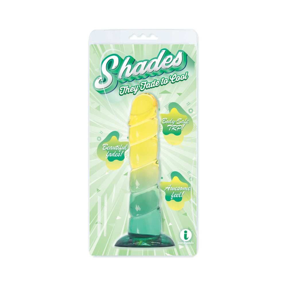 Shades Swirl 7.5 in. Dildo Yellow/Mint - Not Very Vanilla