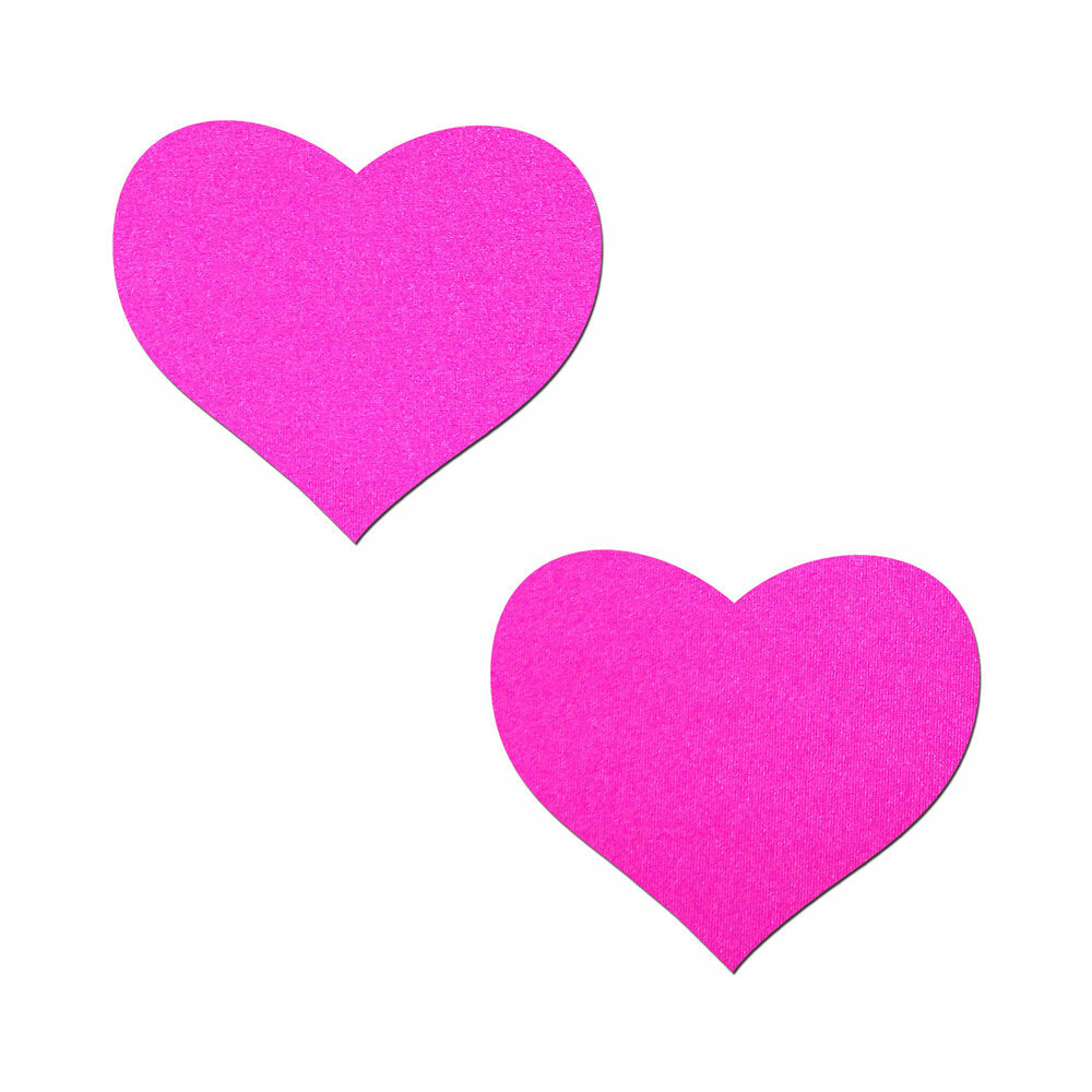 Pastease Neon Pink Day-Glow Lycra Heart Nipple Pasties - Not Very Vanilla