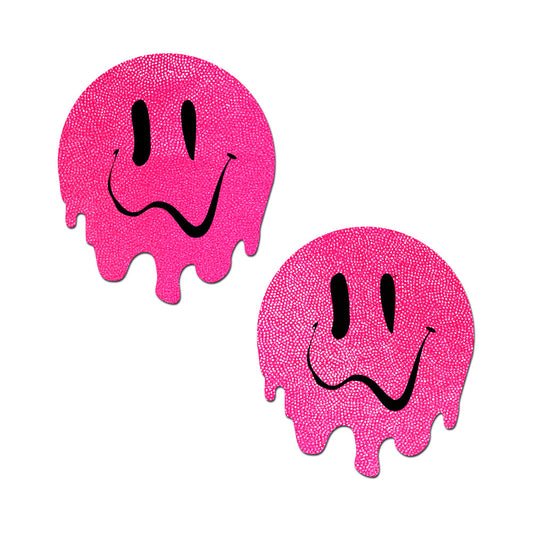 Pastease Neon PInk Melted Smiling Face Nipple Pasties - Not Very Vanilla