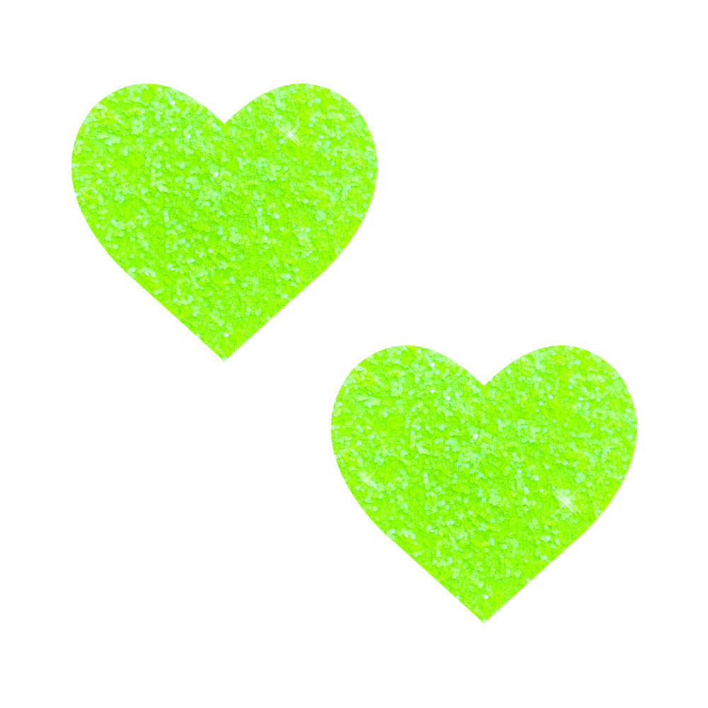 Neva Nude Super Sparkle Lemon Lime Blacklight Glitter I Heart U Nipple Pasties - Not Very Vanilla