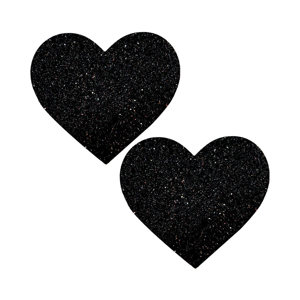 Neva Nude Black Malice Queen Status Plus Size Black Glitter Heart Nipple Pasties - Not Very Vanilla