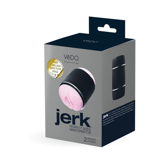 VeDO Jerk Masturbation Sleeve Black with Pink Sleeve - Not Very Vanilla