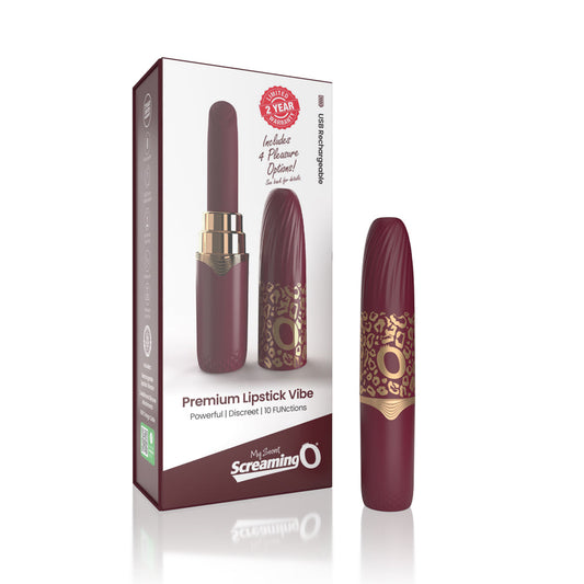 Screaming O My Secret Premium Rechargeable Vibrating Lipstick Merlot - Not Very Vanilla