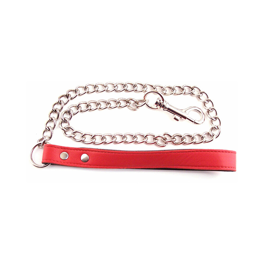 Rouge Leather Leash with Chain Red - Not Very Vanilla