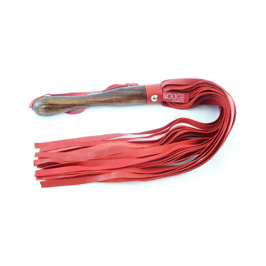 Rouge Wooden Handle Leather Flogger Red - Not Very Vanilla