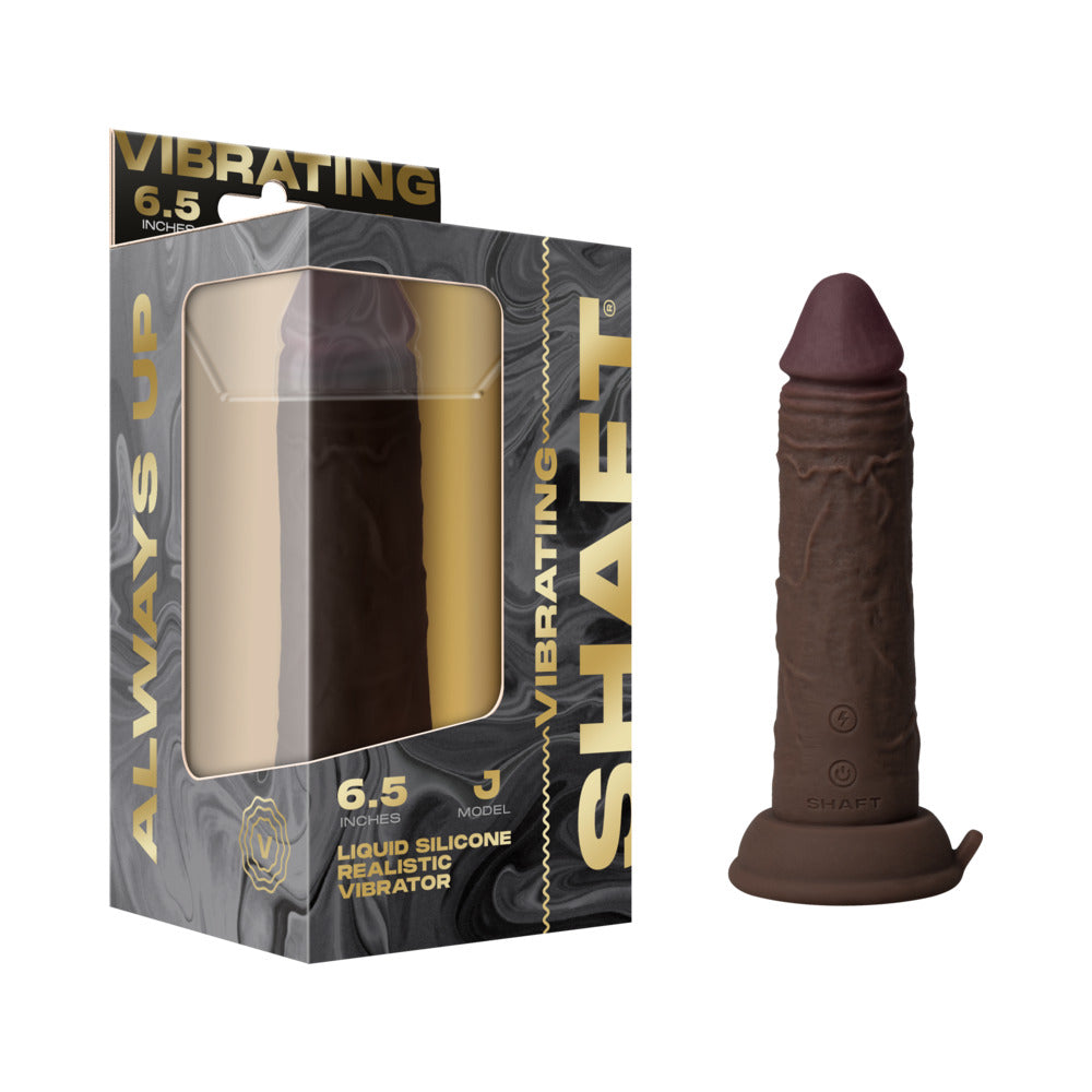 Shaft Vibrating Model J: 6.5 in. Dual Density Silicone Dildo Mahogany - Not Very Vanilla