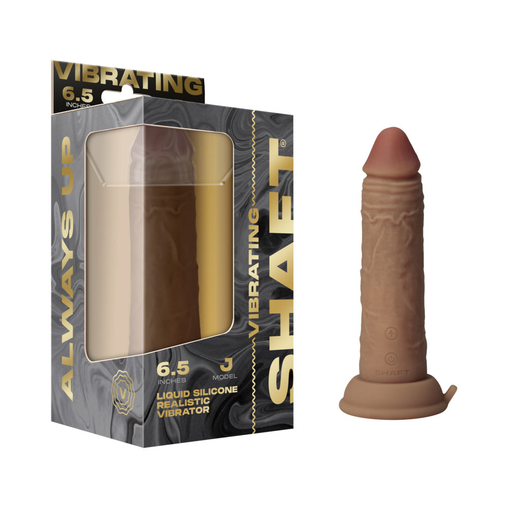 Shaft Vibrating Model J: 6.5 in. Dual Density Silicone Dildo Oak - Not Very Vanilla