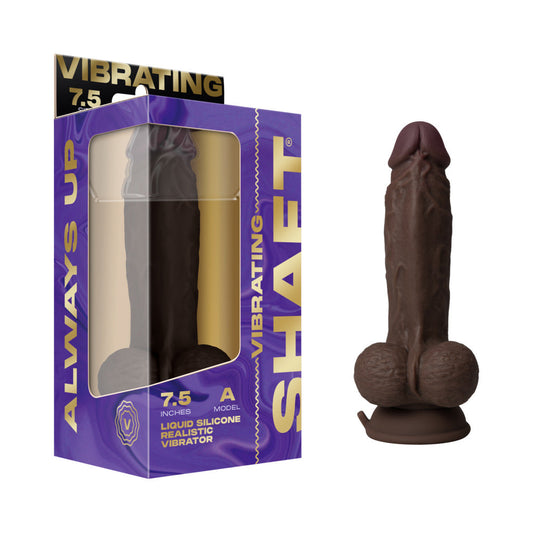 Shaft Vibrating Model A: 7.5 in. Dual Density Silicone Dildo Mahogany - Not Very Vanilla