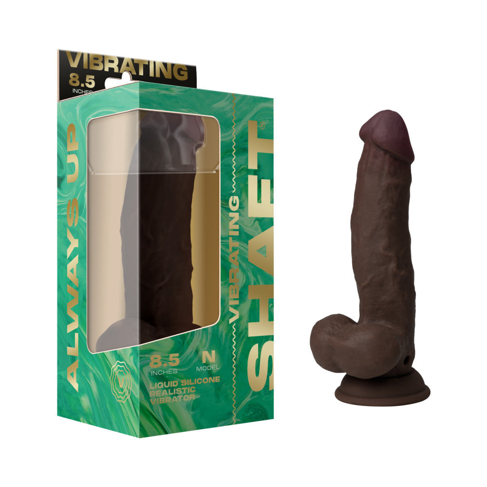 Shaft Vibrating Model N: 8.5 in. Dual Density Silicone Dildo Mahogany - Not Very Vanilla