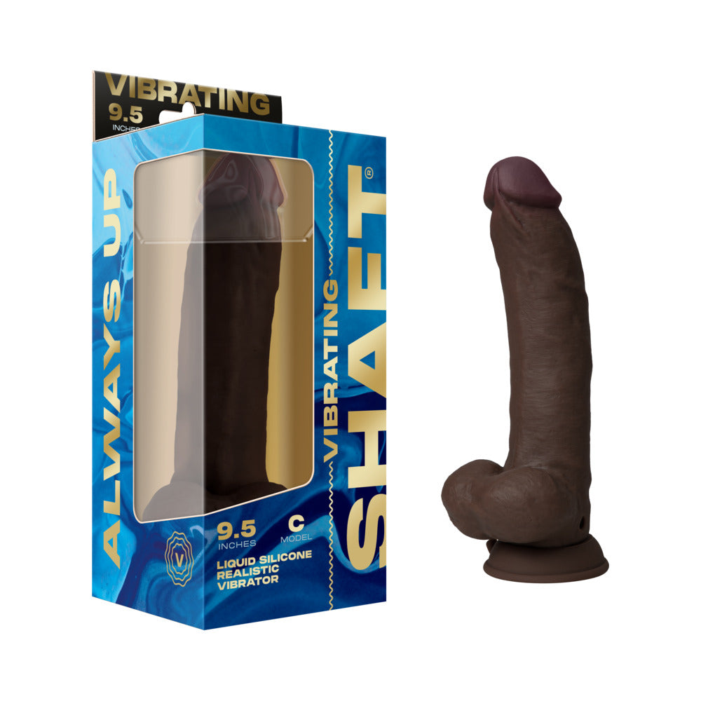 Shaft Vibrating Model C: 9.5 in. Dual Density Silicone Dildo Mahogany - Not Very Vanilla