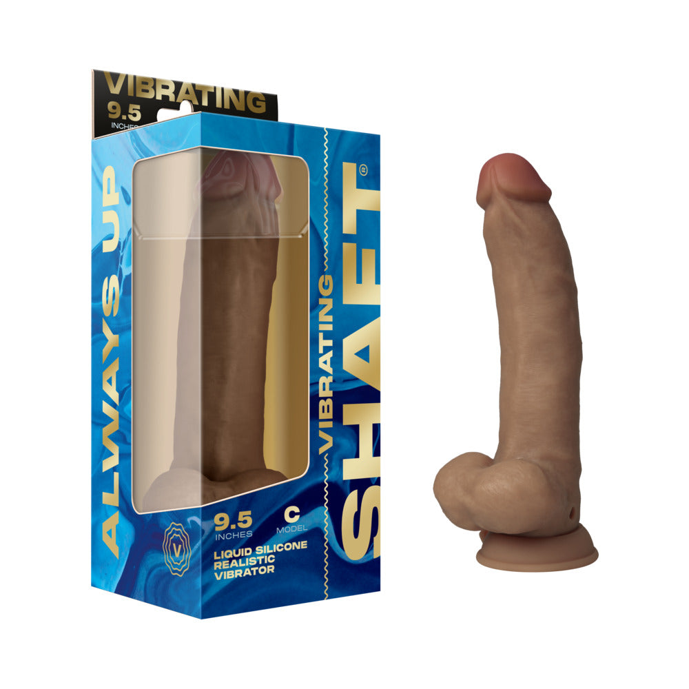 Shaft Vibrating Model C: 9.5 in. Dual Density Silicone Dildo Oak - Not Very Vanilla