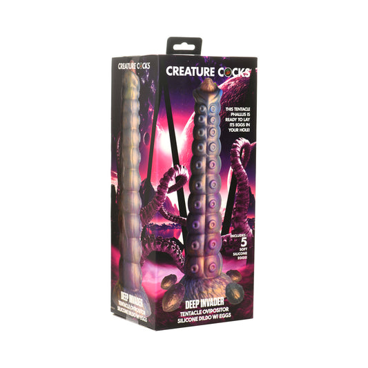 Creature Cocks Deep Invader Tentacle Ovipositor Silicone Dildo with Eggs - Not Very Vanilla