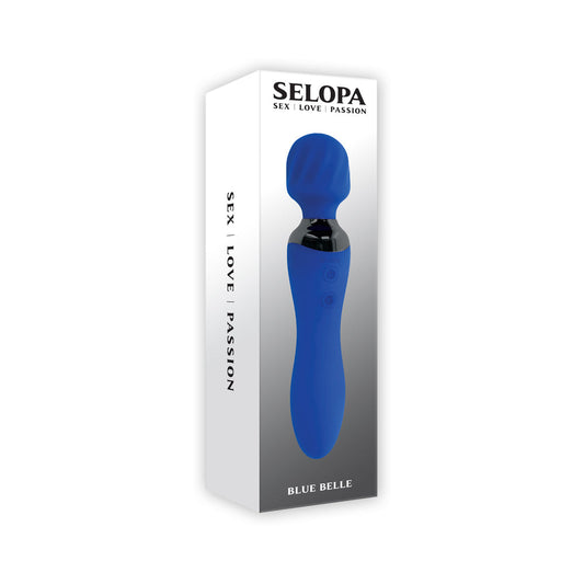 Selopa Blue Belle Rechargeable Dual-Ended Wand Vibrator Silicone Blue - Not Very Vanilla