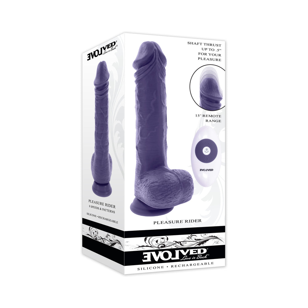 Evolved Pleasure Rider Rechargeable Dildo with Remote Silicone Purple - Not Very Vanilla