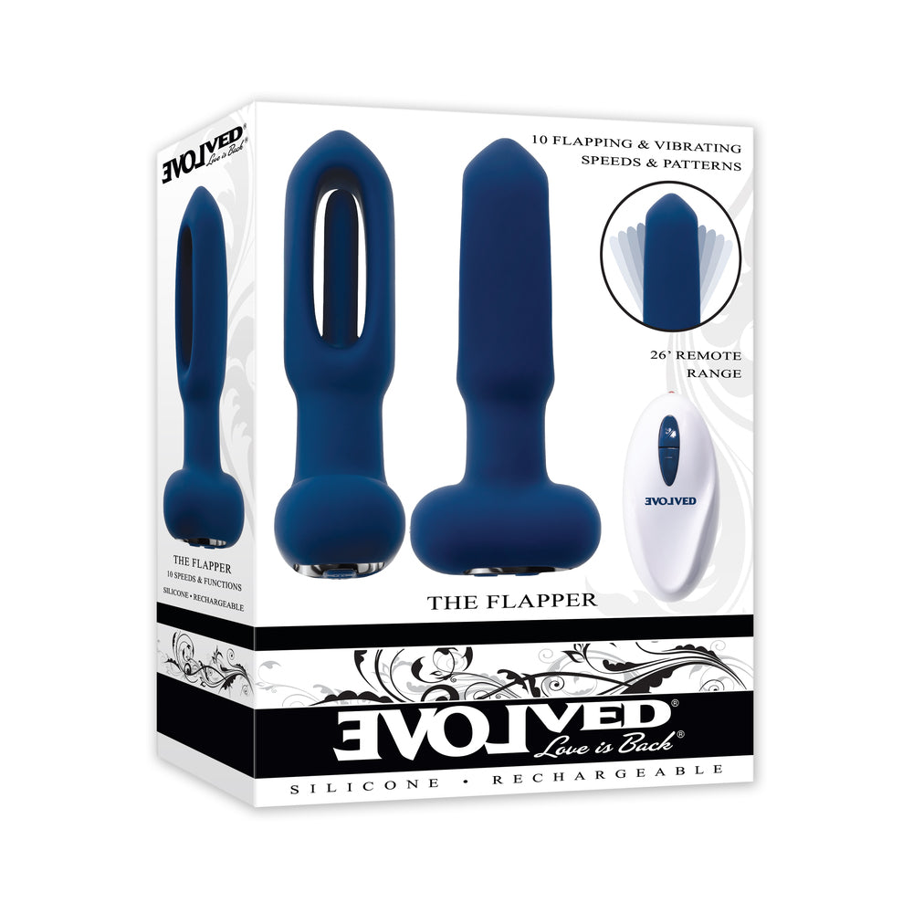 Evolved The Flapper Rechargeable Vibrator With Remote Silicone Blue - Not Very Vanilla