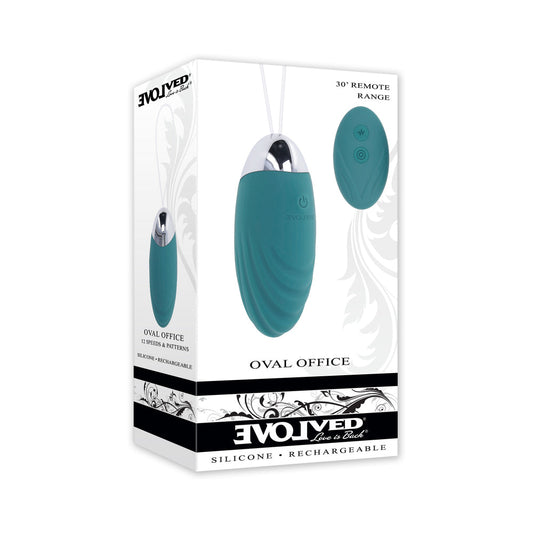 Evolved Oval Office Rechargeable Vibrating Egg Vibe With Remote Silicone Teal - Not Very Vanilla