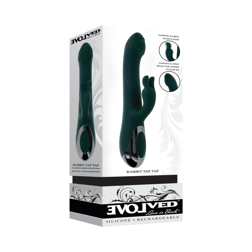 Evolved Rabbit Tap Tap Rechargeable Vibrating Dual Stimulator Vibrator Silicone Green - Not Very Vanilla