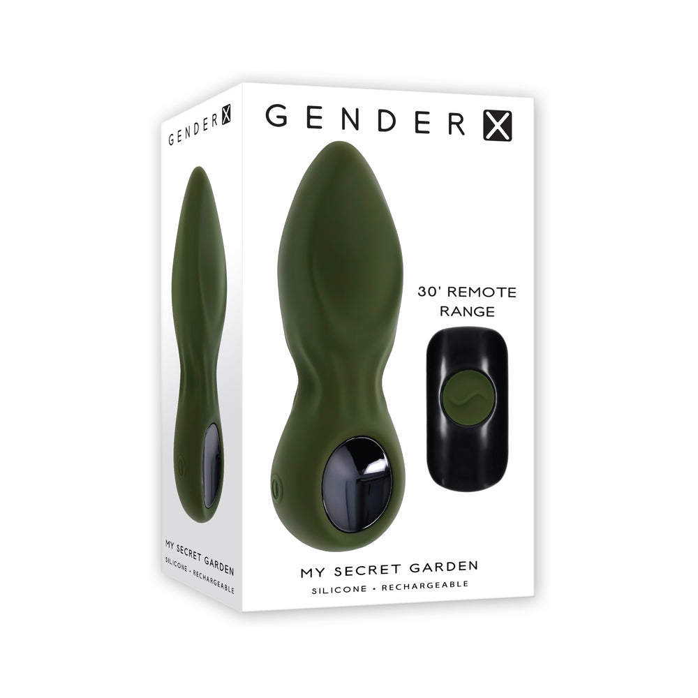 Gender X My Secret Garden Rechargeable Vibrating Anal Plug With Remote Silicone Green - Not Very Vanilla