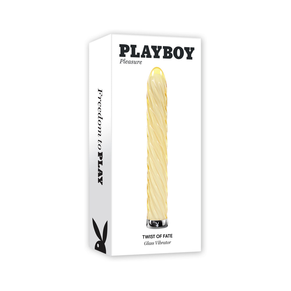 Playboy Twist Of Fate Rechargeable Vibrating Glass Vibrator Yellow - Not Very Vanilla