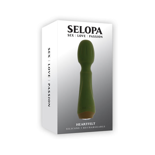 Selopa Heartfelt Rechargeable Vibrating Mini Wand Silicone Green - Not Very Vanilla