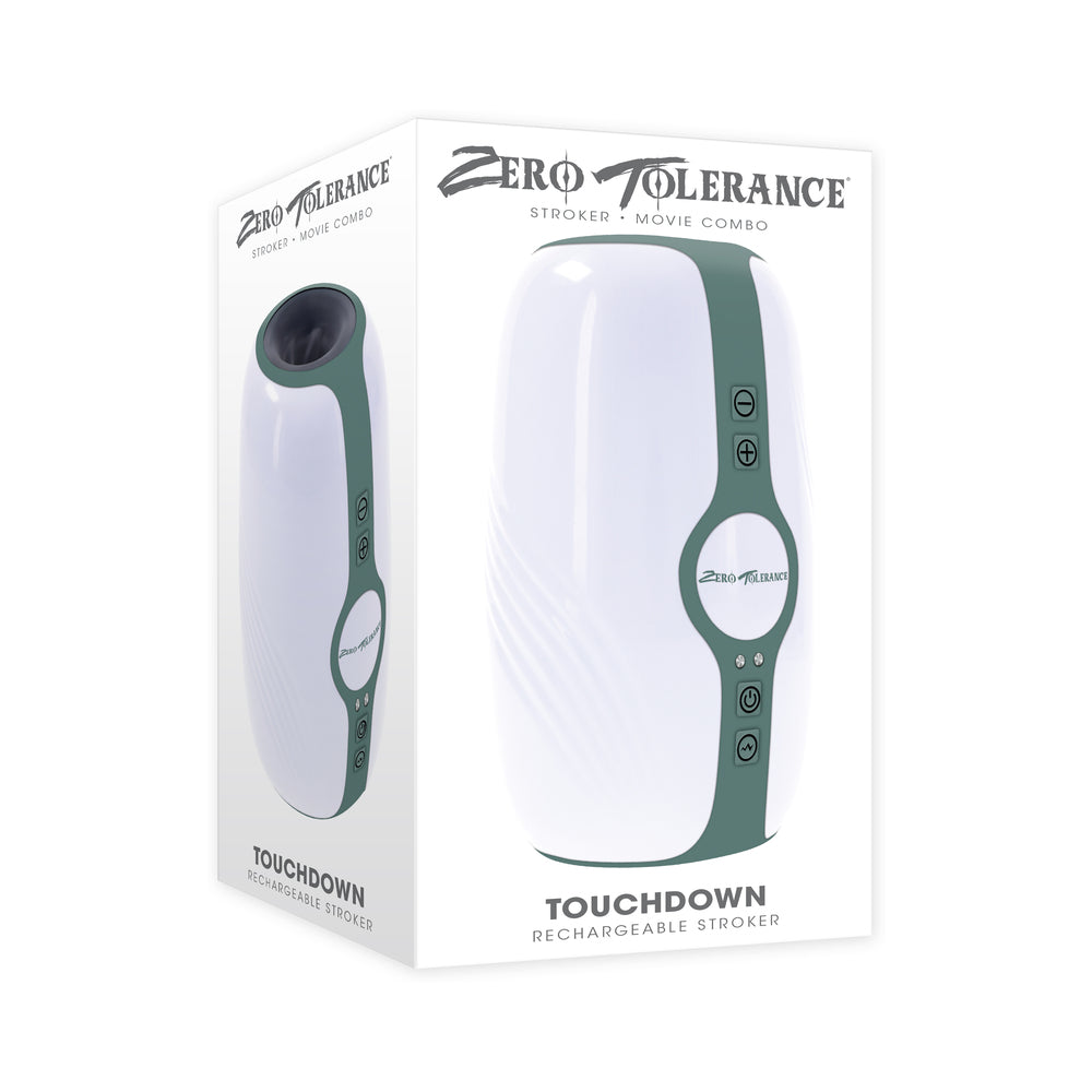 Zero Tolerance Touchdown Rechargeable Vibrating Tightening Stroker Silicone White - Not Very Vanilla