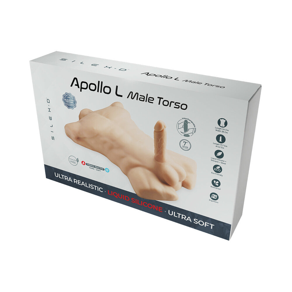 SILEX-D Apollo L Torso with 7 in. Liquid Silicone Model 2 Dildo Vanilla - Not Very Vanilla