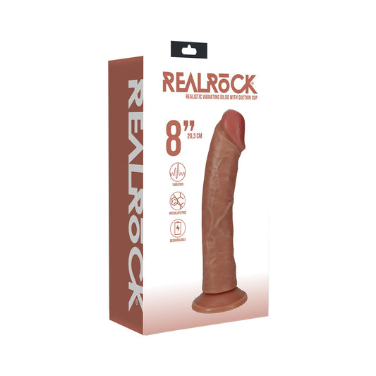 RealRock 8 in. Vibrating Cock Regular Curved Tan - Not Very Vanilla