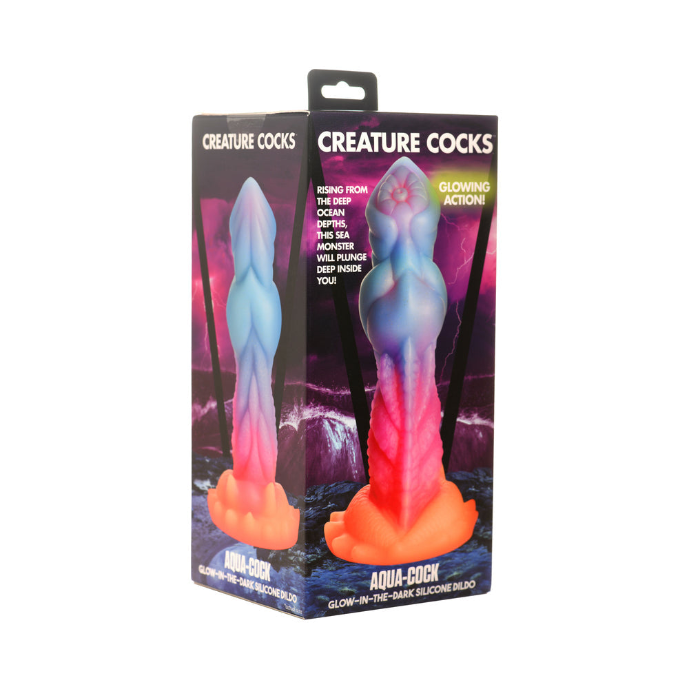 Creature Cocks Aqua-Cock Glow-in-the-Dark Silicone Dildo - Not Very Vanilla