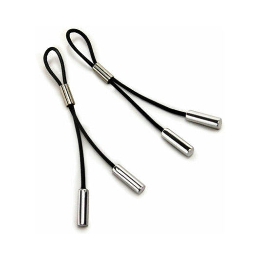 Crave Leather Nipple Tassels Black/Silver - Not Very Vanilla