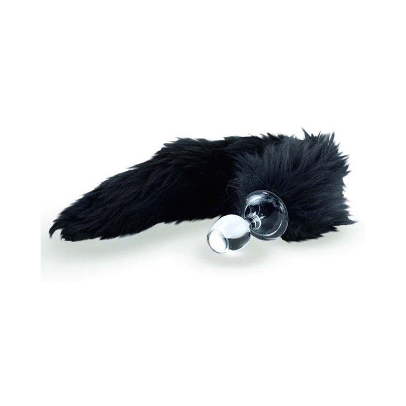 Crystal Delights Minx Faux Fur Tail Plug Black - Not Very Vanilla