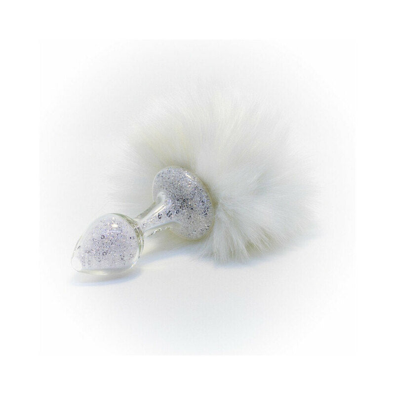 Crystal Delights Magnetic Sparkle Bunny Tail Plug White - Not Very Vanilla