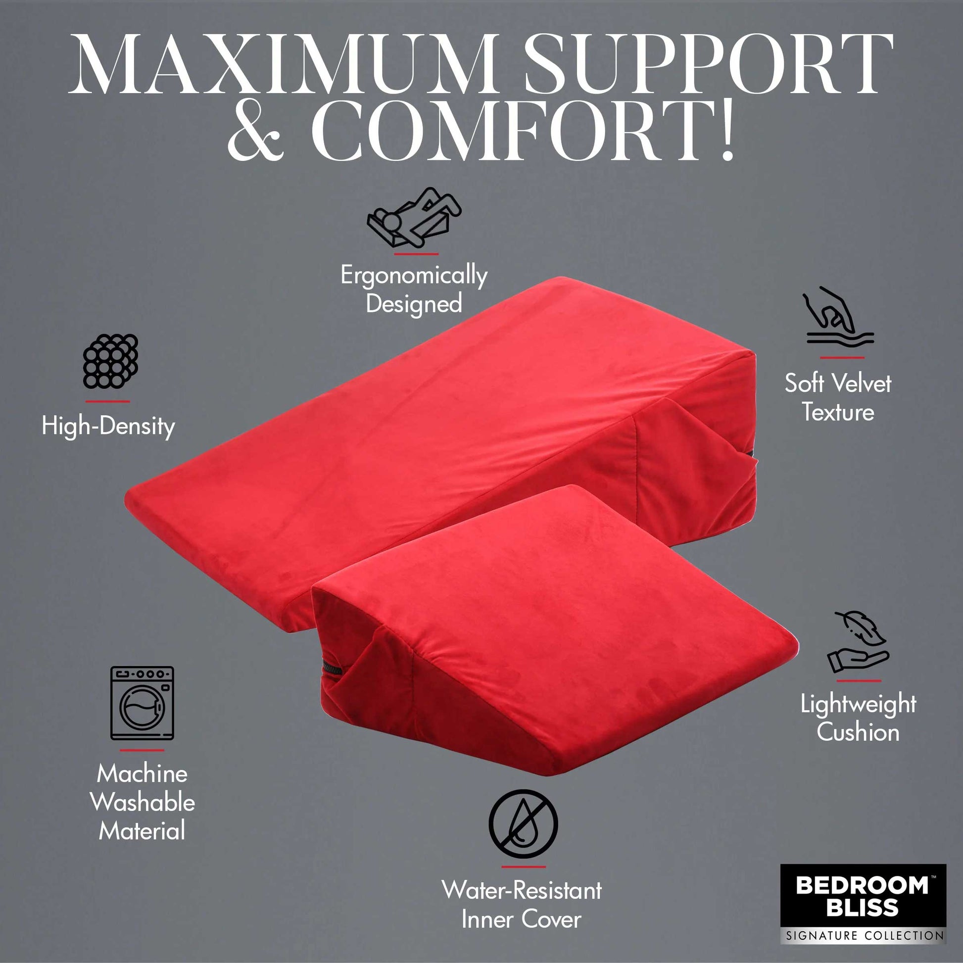 Love Cushion Set Foam Wedge Pillow Set - Red - Not Very Vanilla