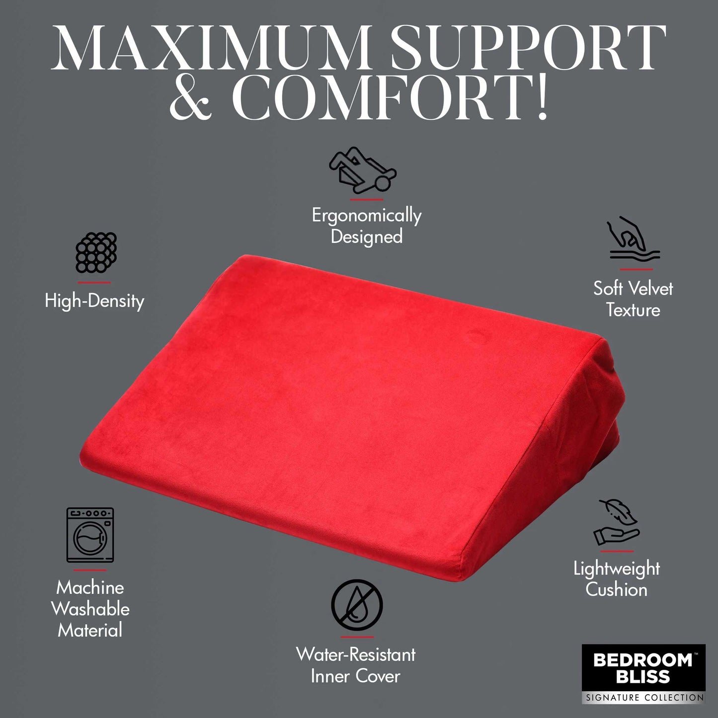 Love Cushion Small Wedge Pillow - Red - Not Very Vanilla