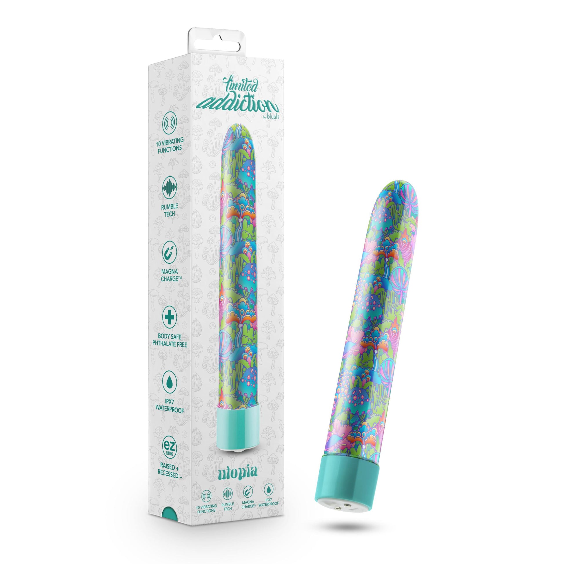 Limited Addiction - Utopia - 7 Inch Rechargeable Vibe - Aqua - Not Very Vanilla