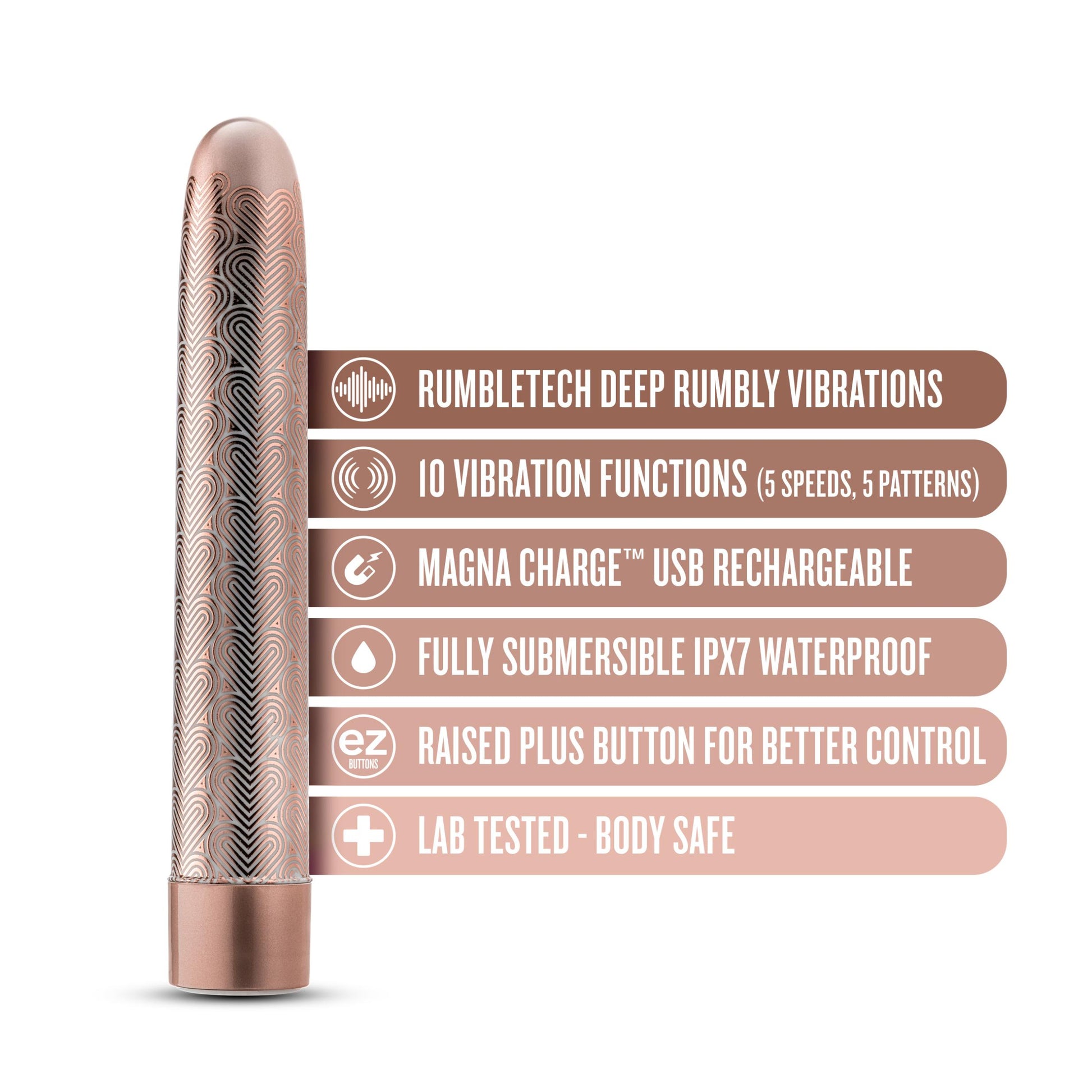 The Collection - Lattice - 7 Inch Rechargeable Vibe - Rose Gold - Not Very Vanilla