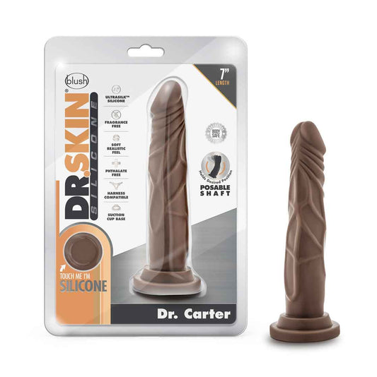 Dr. Skin Silicone - Dr. Carter - 7 Inch Dong With Suction Cup - Chocolate - Not Very Vanilla